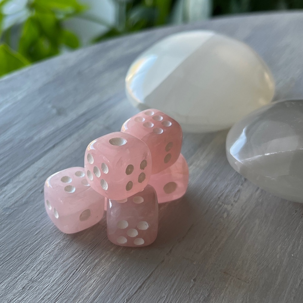 Rose Quartz dice pair